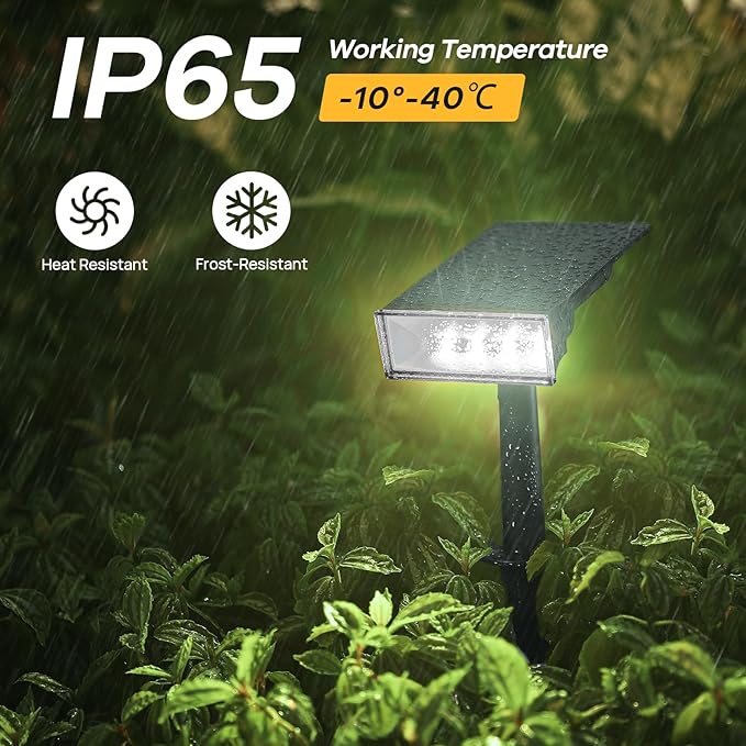 Consciot Solar Spot Lights Outdoor, 4 Pack, White, 600 Lumens, IP65 Waterproof, 6500K Daylight, Solar Landscape | Lumora
