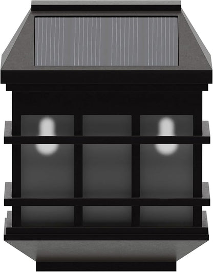 Flash Furniture Holder 6 Pack Wall Mount LED Solar Lights - Weather Resistant Brown Decorative Solar Powered Lights for Decking and Fencing