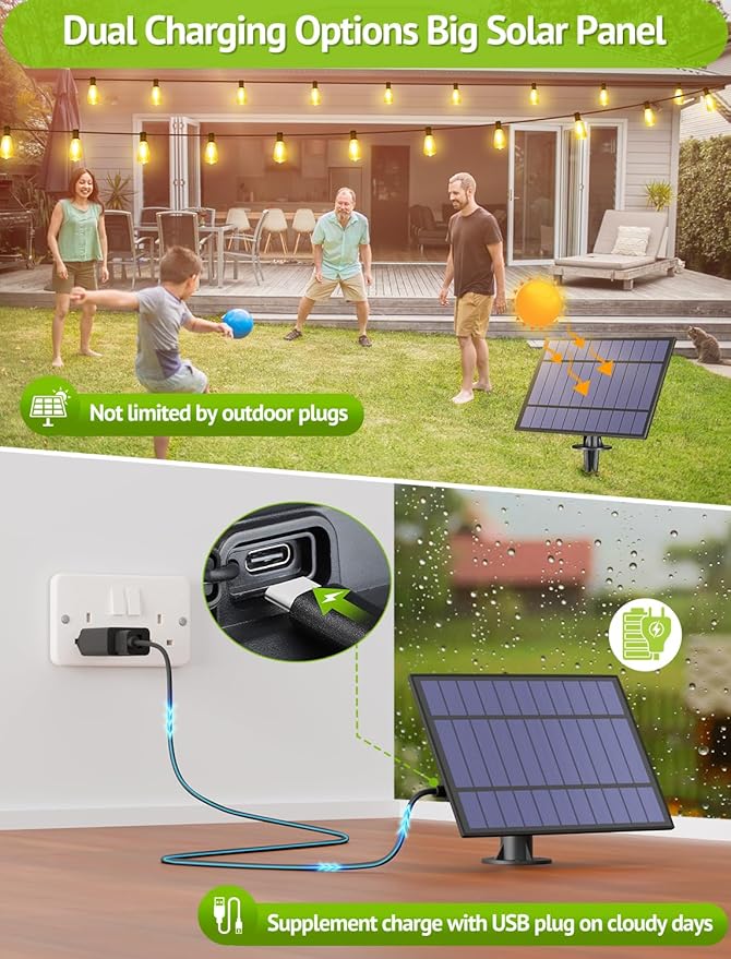 48FT Solar String Lights Outdoor with Remote, Waterproof Dimmable Patio Lights with 15+1 LED ST38 Bulbs 3 Modes | Lumora