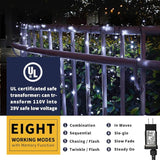 XTF2015 105ft 300 LED Christmas String Lights, End-to-End Plug 8 Modes - UL Certified - Outdoor Indoor Fairy Lights | Lumora
