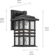 Kichler Beacon Square 12" 1-Light Outdoor Wall Light with Clear Hammered Glass in Textured Black, for Exterior | Lumora