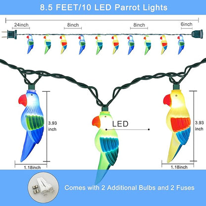 SUNSGNE LED Parrot Bird Lights String, 8.5ft Decorative Indoor Hanging String Lights with 10 Parrot Lights, Plug-in LED Cute String Lights for Party Birthday Holiday Decor