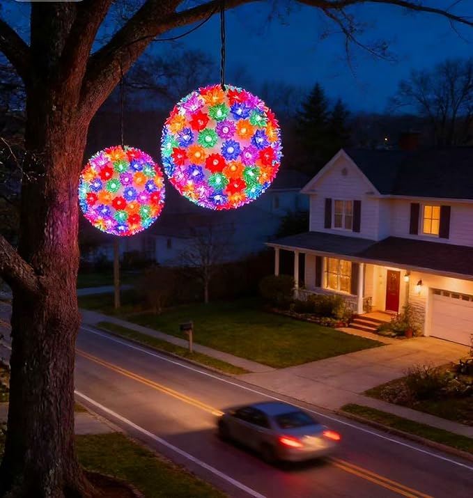 LUCKY SHINE 7.5" Multi-Color LED Sphere Ball Lights, UL Certified and Commercial Grade Starlight Sphere, Waterproof for Indoor Outdoor Christmas, Garden, Party, Porch Decor