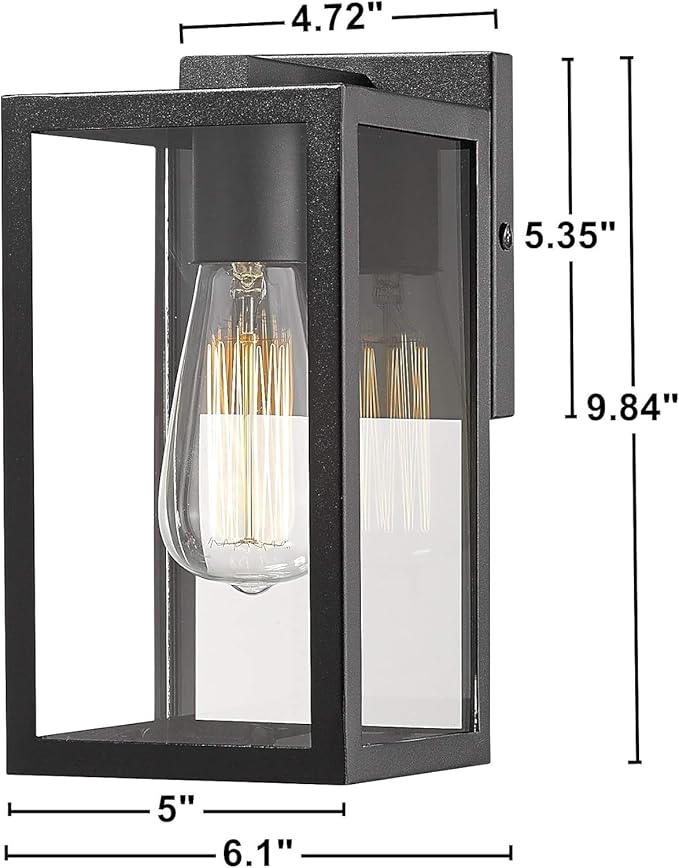 Bestshared Exterior Wall Light, Outdoor Wall Mount Lighting, 1-Light Outdoor Wall Sconce, Wall Lantern Fixture (Black, 3 Pack)