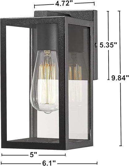 Bestshared Exterior Wall Light, Outdoor Wall Mount Lighting, 1-Light Outdoor Wall Sconce, Wall Lantern Fixture (Black, 3 Pack)
