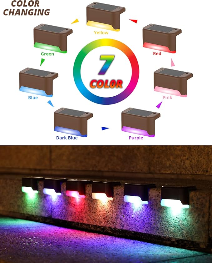 8 Pack Solar Deck Lights,Stair Waterproof Color Changing Solar Lights Pool Side Outdoor for | Lumora