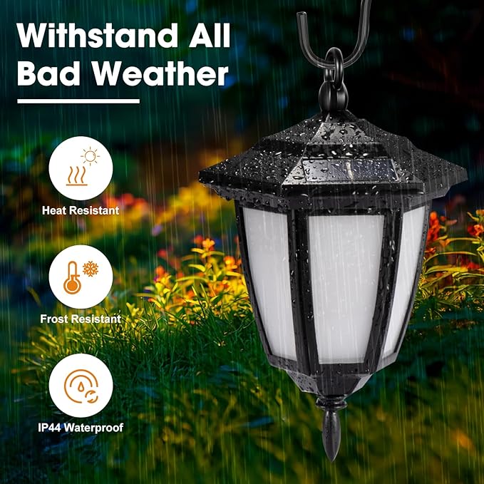 Viewsun 34 Inch Solar Hanging Lights, Shepherd Hook Lights with 4 Lighting Modes Waterproof Outdoor Decorative | Lumora