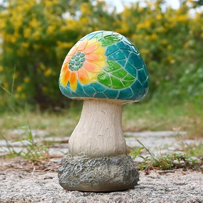 Mushroom Solar Lights Outdoor: Fairy Garden Decor Statue Mosaic Art Yard Figurines Led Lawn Ornaments Outside Decorations Birthday Gifts for Mother Mom Grandma Women