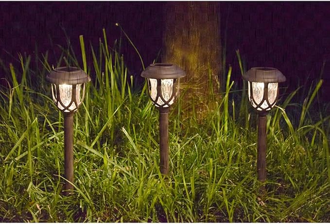 NUOBESTY Garden Solar Light Outdoor Warm LED Lawn Ground Plug Light Solar Pathway Lamp for Yard and Patio Landscape Lighting