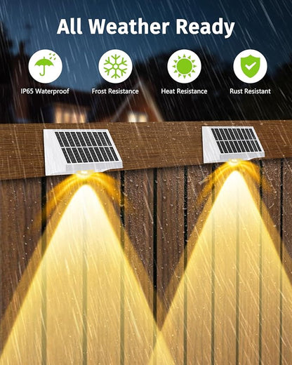 Solar Fence Lights Outdoor Waterproof High Brightness LED Spot Lens Deck Lights 7 Mode Warm & Cool White RGB Solar Powered Wall Lighting Decor for Outside Patio Step Backyard Railing - 16 Pack(White)