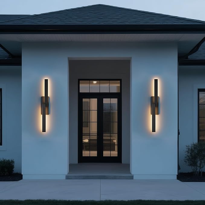 LamQee 39.4" Aluminum Long Outdoor Wall Lights, 3000K 1000LM 20W Integrated LED, Black Modern Exterior Lighting | Lumora