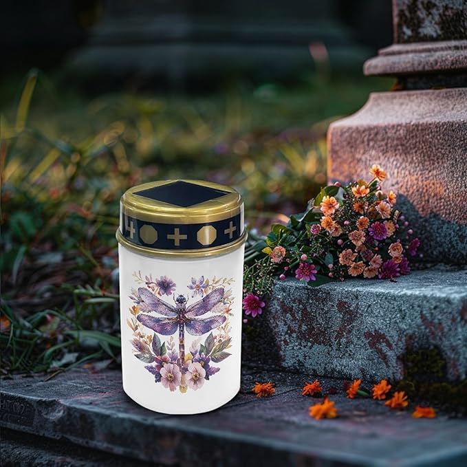 Dragonfly Solar Floral Lights Outdoor Waterproof Purple Lantern Solar Garden Lights Decorative for Yard/Patio/Driveway,Outdoor Landscape Lighting-Warm White