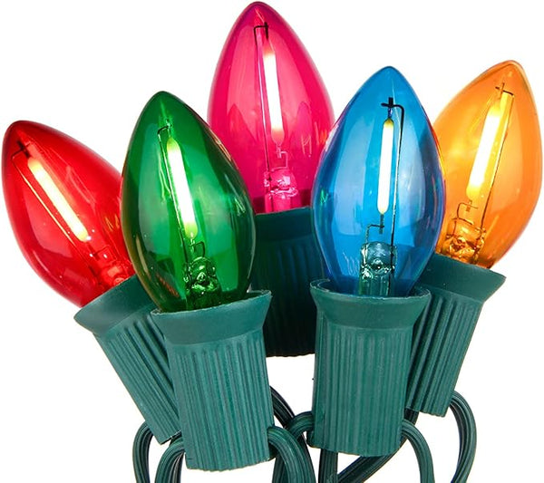 C7 Christmas String Lights 25Ft LED Outdoor Christmas Lights with 27 Clear Multicolor LED Bulbs(2 Spare), Vintage | Lumora