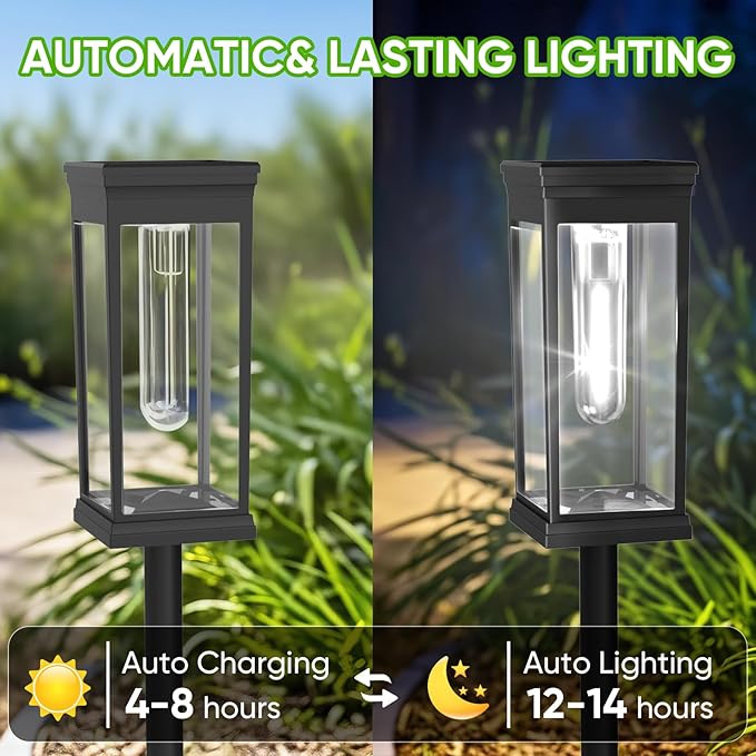 8 Pack Solar Pathway Lights Outdoor,IP65 Waterproof - Bright Solar Lights Outdoor,Auto On/Off Pathway Lights Solar | Lumora