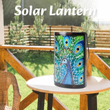 Hanging Solar Lantern Outdoor Waterproof Peacock Solar Lights Glass Tabletop Decorative Lamp for Outdoor Patio | Lumora