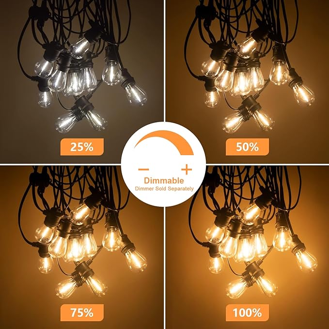 SUNTHIN Outdoor String Lights, 48FT Patio Lights with 16 LED Shatterproof Bulbs for Outside, Backyard, Deck, Porch | Lumora