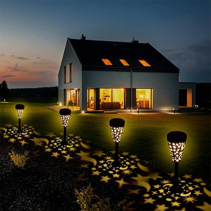 TEHAUX 4pcs Solar Garden Lights Outdoor Solar Yard Pathway Lights Waterproof Landscape Lawn Stake Lamps for Walkway Patio Courtyard Decoration