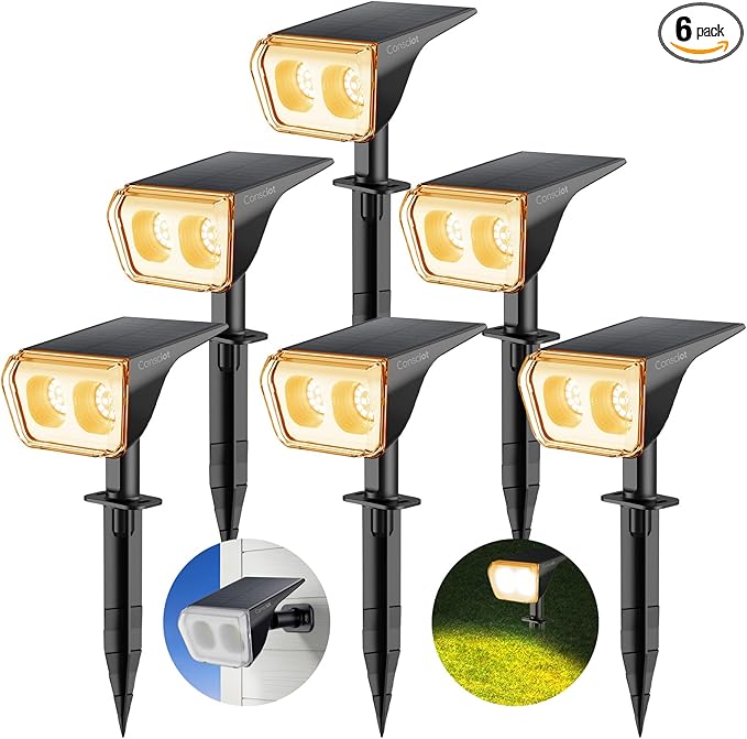 Consciot Solar Spot Lights Outdoor Waterproof, 24 LED Dusk-to-Dawn Solar Spotlight, 2 in 1 Adjustable Wall Lights | Lumora