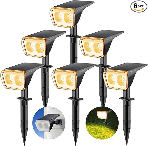 Consciot Solar Spot Lights Outdoor Waterproof, 24 LED Dusk-to-Dawn Solar Spotlight, 2 in 1 Adjustable Wall Lights | Lumora