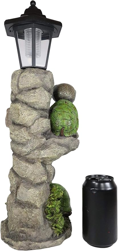Ebros Gift Whimsical 2 Baby Tortoise Turtles Holding Shello Greeting Sign On Rock Outpost Solar LED Courtesy Path Light Garden Statue Home Decorative Patio Figurine