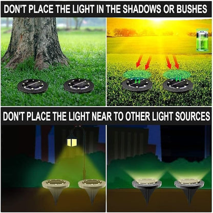 QUQUQ Solar Pathway Lights Solar Powered Ground Lights Waterproof Outdoor LED Disk for Garden Yard Patio Decor(12 Pack)