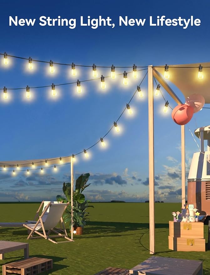 Brightever Solar Powered Outdoor String Lights with Remote, 27FT Commercial Grade Waterproof Solar Patio Lights, 12+1 Shatterproof LED Bulbs 3 Lighting Modes, Dimmable Solar Lighting for Outside