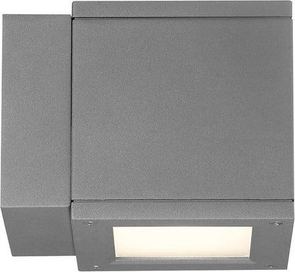 WAC Lighting WS-W2505-GH Rubix LED Outdoor Wall Light Fixture, Double Light, 3000K, Graphite