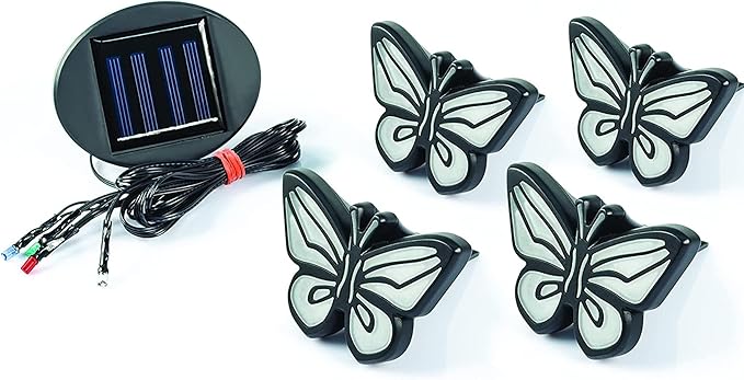 TENKO Butterfly Lights - The All Weather Solar Decorative Indoor Outdoor Lighting Butterfly Light - 4 Piece Set, Black