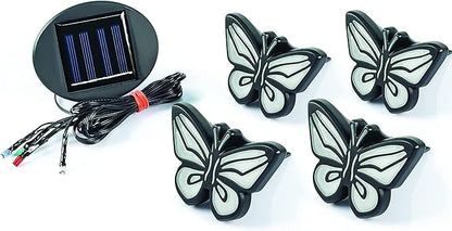 TENKO Butterfly Lights - The All Weather Solar Decorative Indoor Outdoor Lighting Butterfly Light - 4 Piece Set, Black