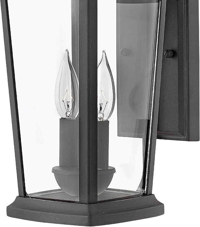 Hinkley Bromley Medium LED Wall Mount Lantern, Museum Black, 120V – Add Security to Porches, Patios, Exterior Spaces with Durable LED Outdoor Lighting, Includes 2-5w Cand. LED Lamps, 2364MB-LL