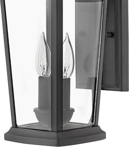 Hinkley Bromley Medium LED Wall Mount Lantern, Museum Black, 120V – Add Security to Porches, Patios, Exterior Spaces with Durable LED Outdoor Lighting, Includes 2-5w Cand. LED Lamps, 2364MB-LL