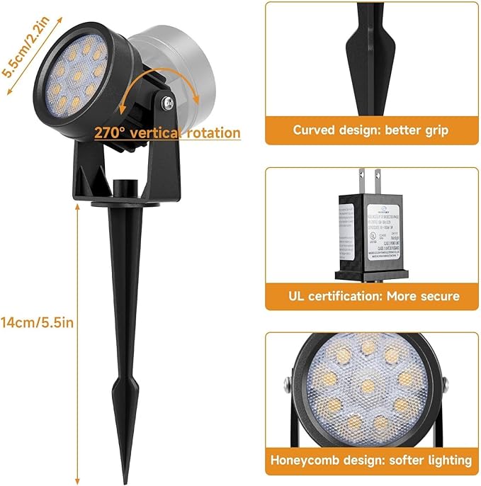 Warm White Spot Lights, Outdoor 3000K LED Spotlights, Outside Landscape Lighting IP65 Waterproof Garden Uplights | Lumora