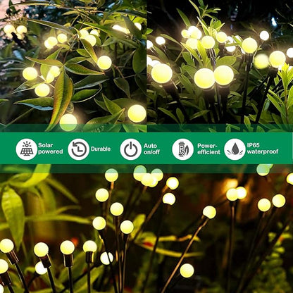 Firefly Solar Garden Lights Outdoor, Solar Firefly Lights Waterproof Lights, 8LED Vibrant Firefly Swaying Lights (4PACK Warm White)