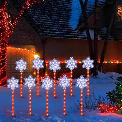 LAMPHOME Snowflakes Christmas Pathway Lights Outdoor, 3PCS Snowflakes Christmas Decorations Outdoor Yard, Pathway Marker Stake Lights for Patio Ground Path Sidewalk Walkway Driveway