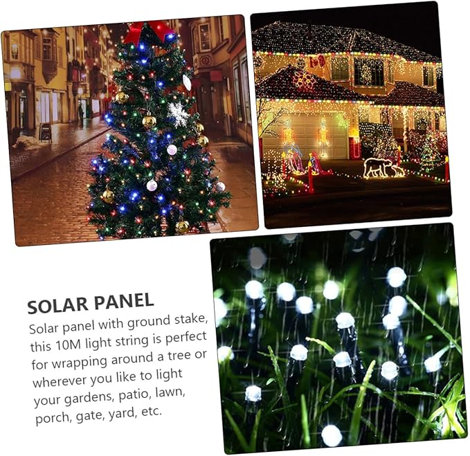 balacoo 100 Led Bead Solar Lights 10m String Waterproof 2 Sets Garden Yard Xmas Wedding Party Decorations | Lumora