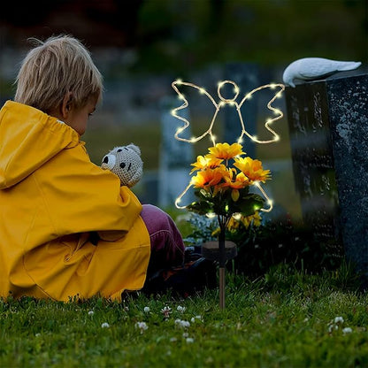 Lmtocs New Version Solar Angel Lights with Sunflower, 2 Modes Cemetery Angel for Grave Decorations, Waterproof Outdoor Angel Solar Lights for Christmas Yard Patio Pathway Memorial Grave Decorations