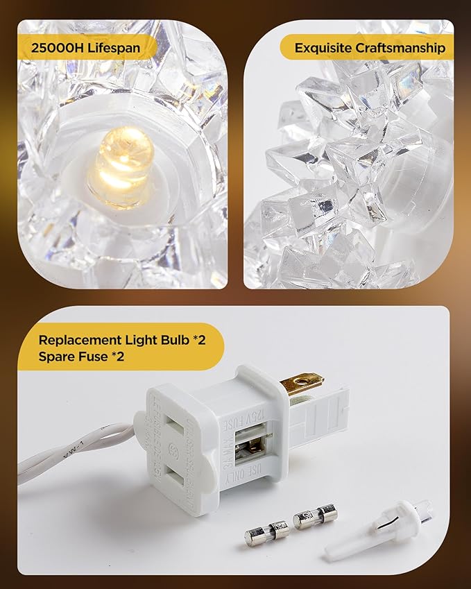 Brightown Outdoor Christmas Decorations-Starlight Sphere, Replaceable Bulbs with Add-On Plug, Lighted Sphere Balls for Trees Party Wedding Patio Indoor Decorations 6in-2pc 100 LED(Warm White)
