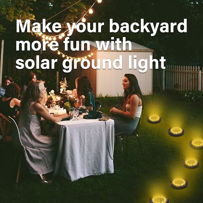 Solar Ground Light - 12 LEDs Garden Light Waterproof With 800mAh Built-In Battery, Stainless Steel Housing Disc | Lumora