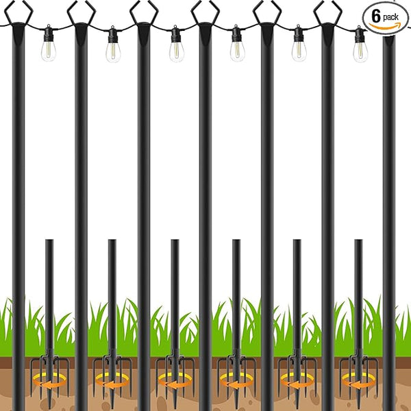 7 Pack String Light Poles,Poles for Outdoor String lights10 Ft Metal Poles with Fork for Outdoor String | Lumora