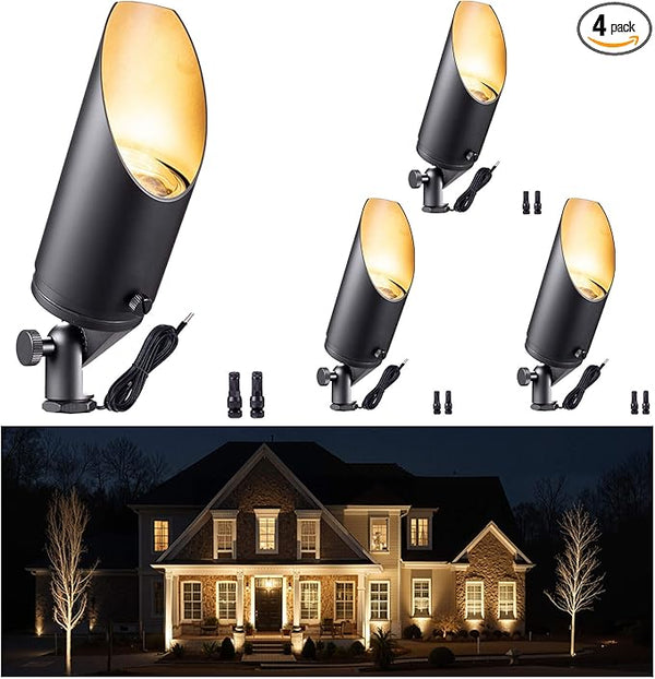Gardenreet Brass Landscape Lighting - Black Low Voltage Outdoor Spotlights, Wired LED Uplights 12V, Waterproof Spot | Lumora