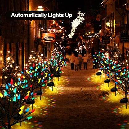 Christmas Outside Decorations Solar Garden Lights Outdoor,2PACK 40LED Multicolor C6 Strawberry Path Decor with Xmas Party Gifts Decor,Solar Christmas Candy Lights for Home Holiday Decor