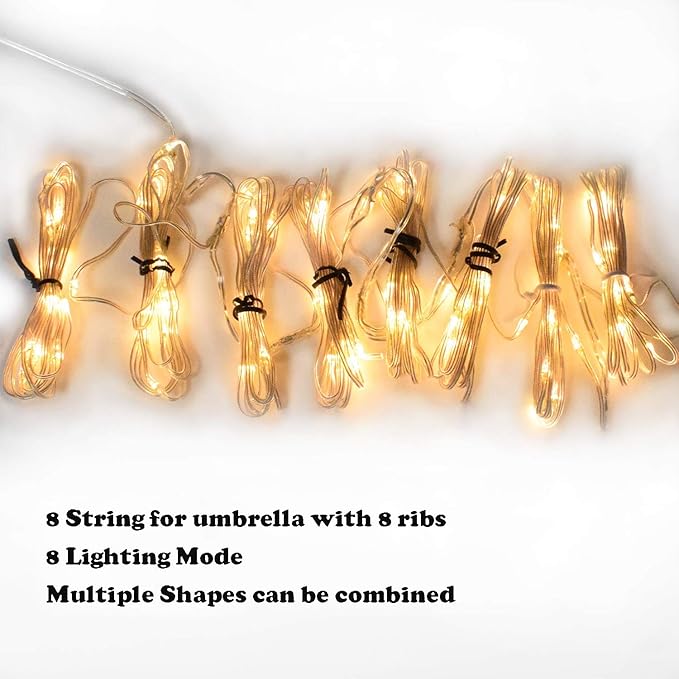 Patio Umbrella Lights 8 Lighting Mode 104 LED String Lights with Remote Control Umbrella Lights Battery Operated | Lumora