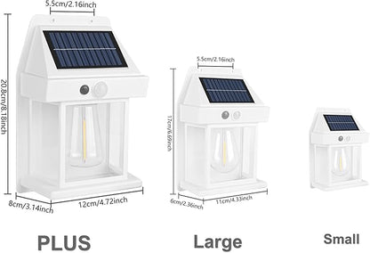 2-Pack 6.8" H Outdoor Solar Wall Light Motion Sensor Porch Flood Dawn Lighting 3 Lights Modes for Patio Garage Shed Barn Door Yard Outside Decorative Waterproot,- White.