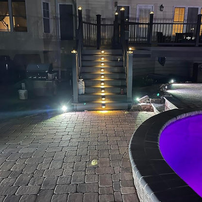 LED Low Voltage Deck Lights 2700K Landscape Railing Fence Light 180LM 12-24V AC/DC Aluminum Housing Outdoor Step Lights IP65 with Wire Nuts 4FT Corded ORB Finish 3.74 Inch Diameter 6-Pack