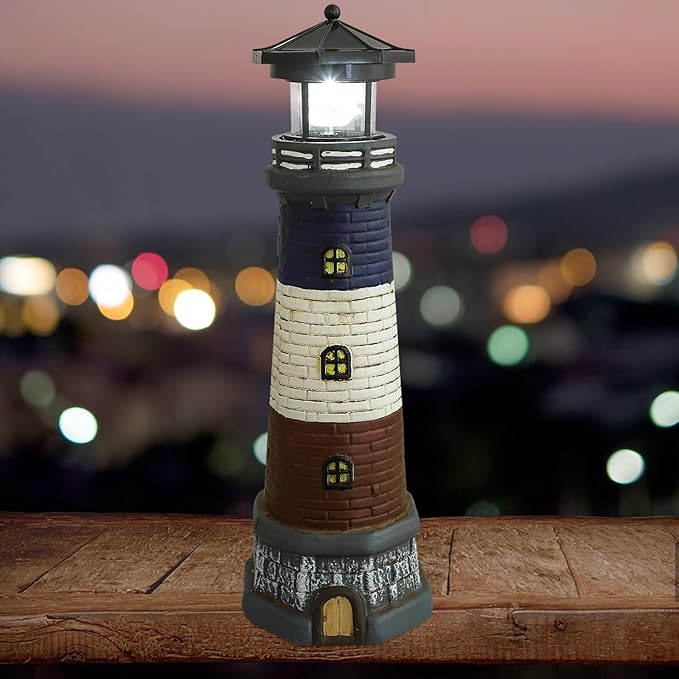 Garden Statues Solar Lights:Garden Statues Lighthouse with Solar Lights Outdoor Lanterns Decoration for Garden Yard