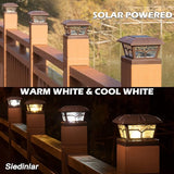 SIEDiNLAR Solar Post Cap Lights Outdoor 2 Color Modes 8 LEDs for 4x4 5x5 6x6 Posts Fence Deck Patio Decoration Warm | Lumora