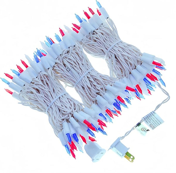 150 LED Red White and Blue US Flag Lights, UL Certified and Commercial Grade 50 Ft White Wire 3-Colored Christmas | Lumora
