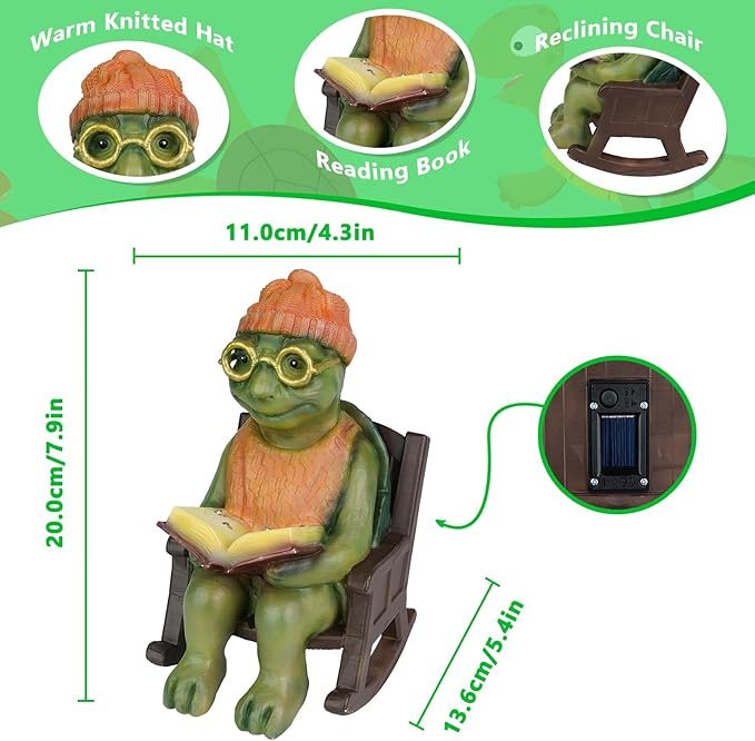 Solar Turtle Garden Statue with LED Lights, Waterproof Outdoor Decor for Patio, Yard, Lawn Ornaments, Garden Decorations, Valentines Day Decorations, Birthday Gifts for Women, Gifts for Mom Grandma