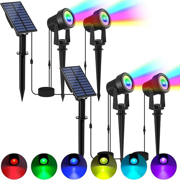 Solar Spotlights Outdoor Waterproof, RGB Landscape Spotlights, Christmas Decorative Solar Spot Lighting for Garden | Lumora
