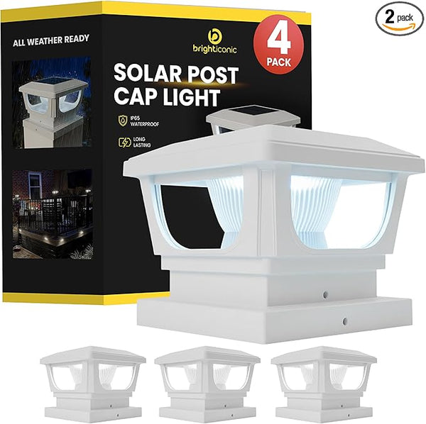 Brighticonic Solar Post Cap Lights Outdoor for 4x4, 3x3 – Auto On/Off Post Lights Solar Powered - Easy Install | Lumora
